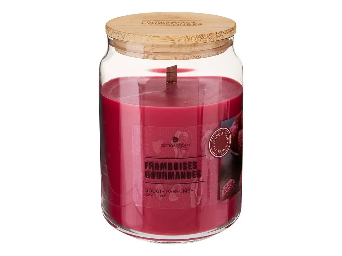 Bougie Parfumée en Verre "Vicky" 435g Framboises Gourmandes