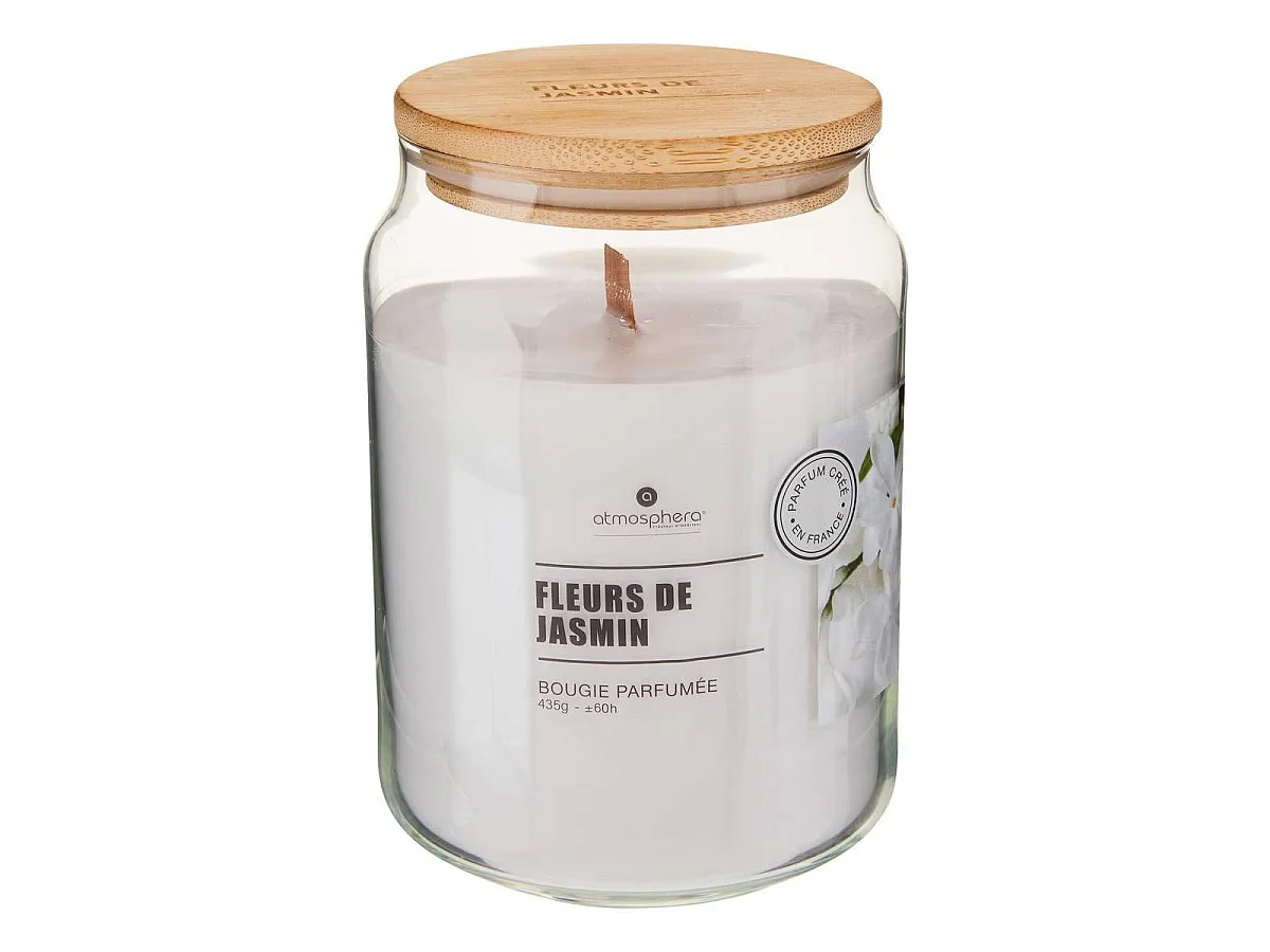 Bougie Parfumée en Verre "Vicky" 435g Fleurs de Jasmin