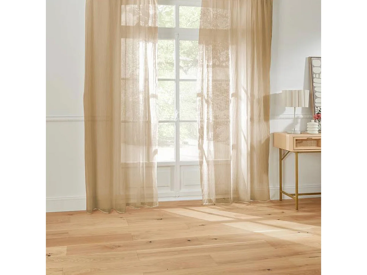 Rideau Voilage à Œillets "Mila" 140x240cm Beige Lin