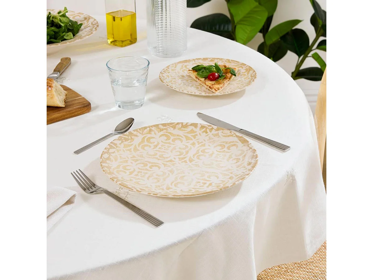 Lot de 6 Assiettes Plates "Anna" 25cm Crème