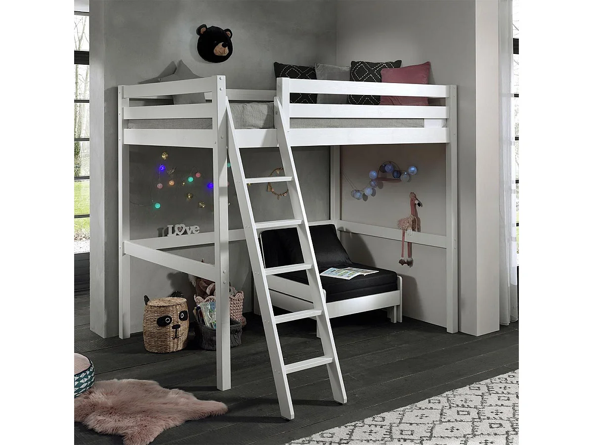 Pack - Lit Mezzanine Enfant & Fauteuil-Lit "Pino" Blanc