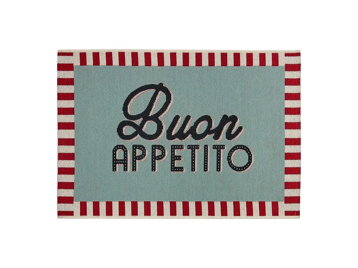 Tapis de Cuisine Antidérapant "Della Pasta" 60x90cm Vert Céladon