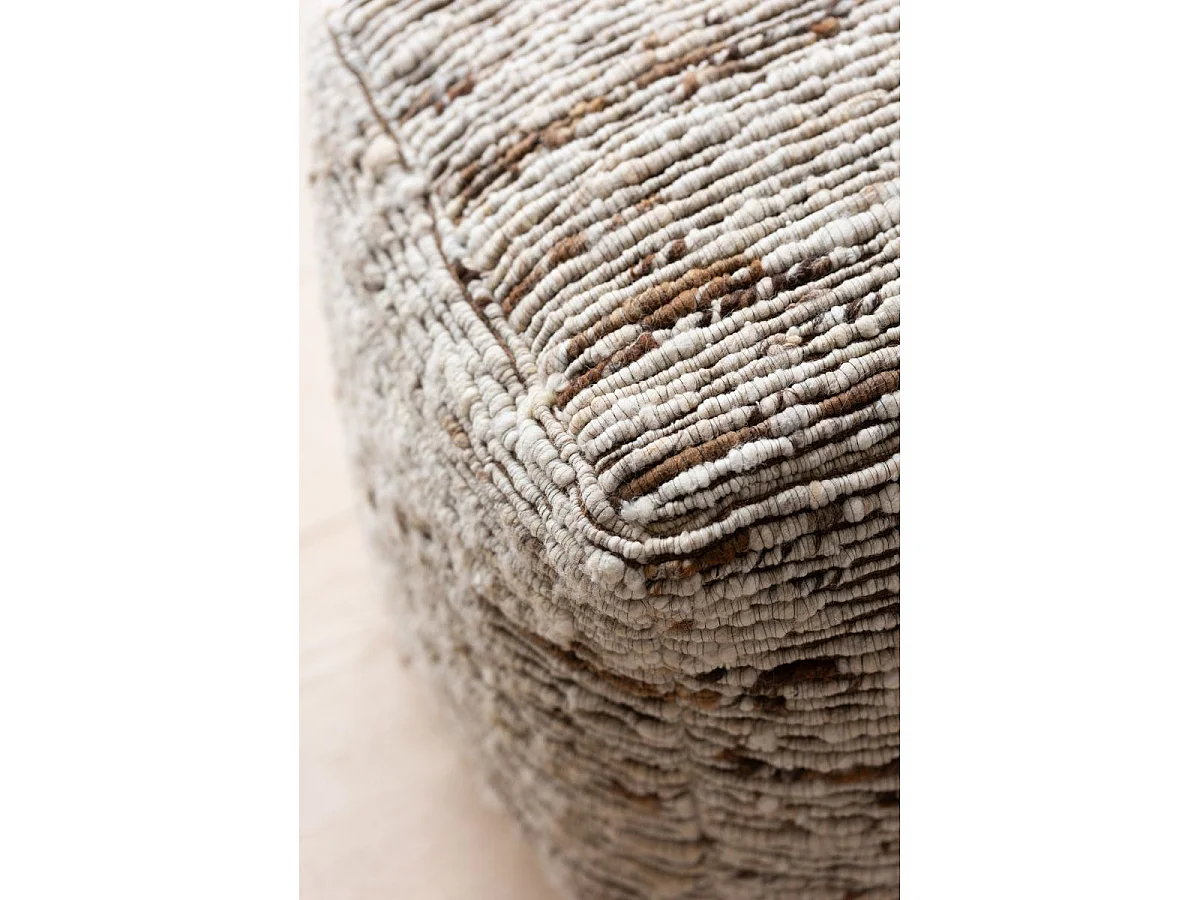 Pouf Tissé en Laine "Wild" 45cm Écru