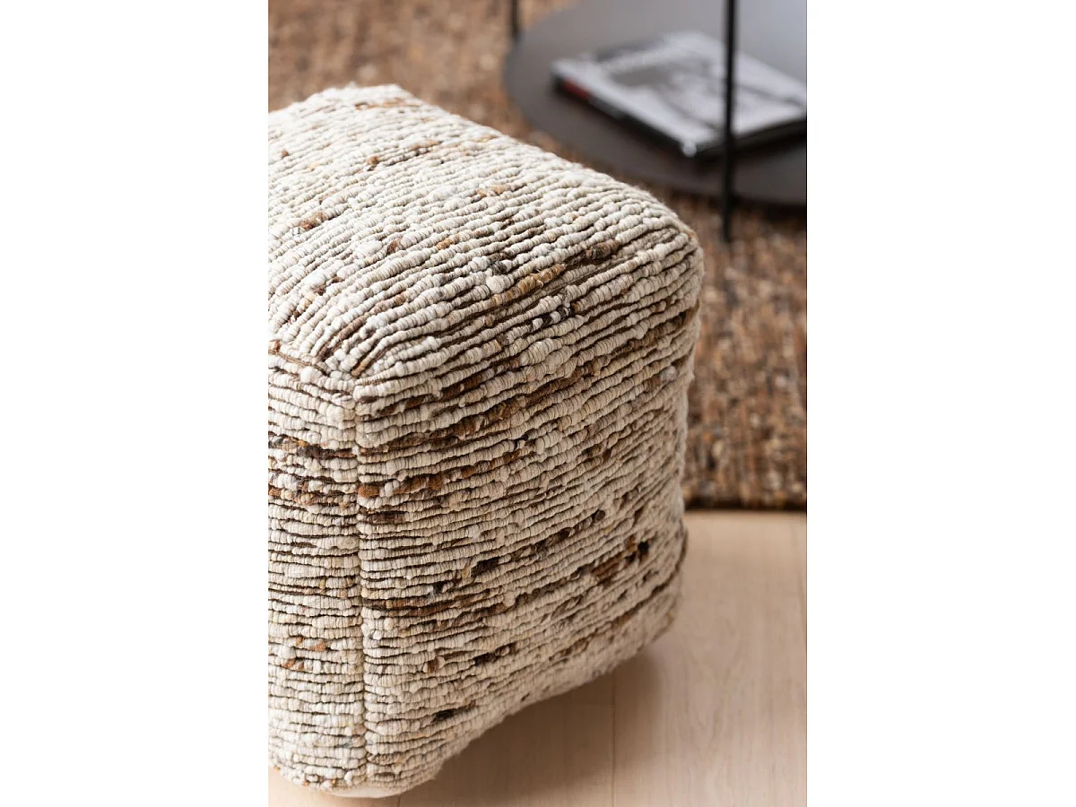 Pouf Tissé en Laine "Wild" 45cm Écru