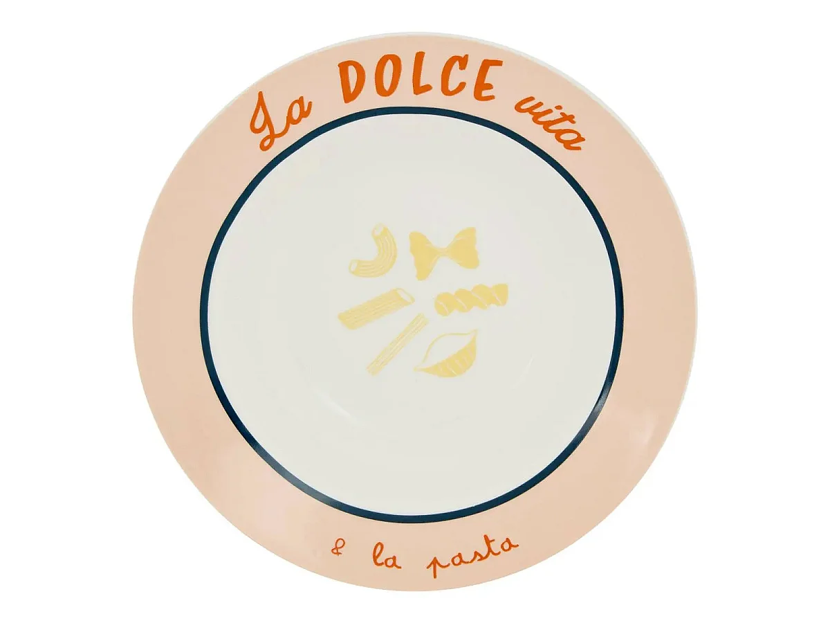 Lot de 6 Assiettes à Pâtes "Della Pasta" 22cm Multicolore
