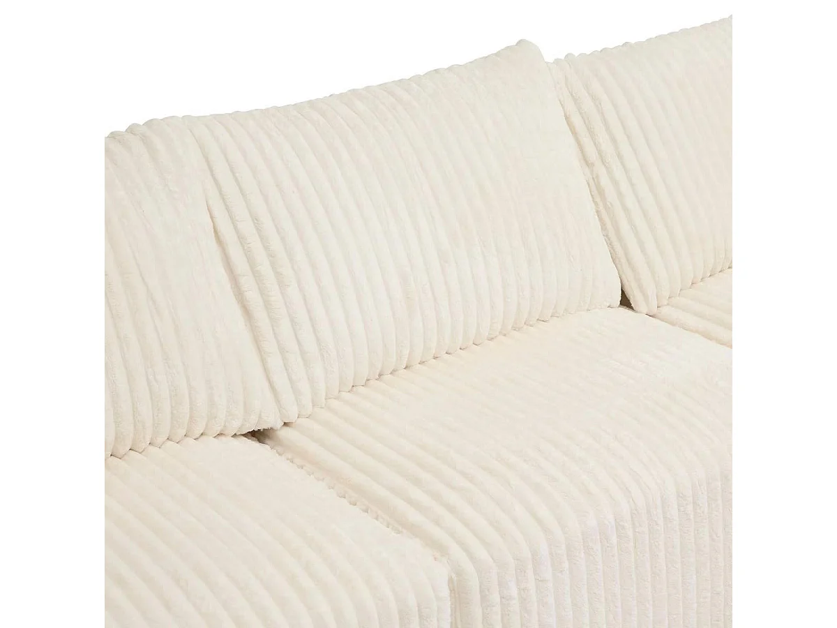Canapé d'Angle Côtelé "Solka" 254cm Ivoire