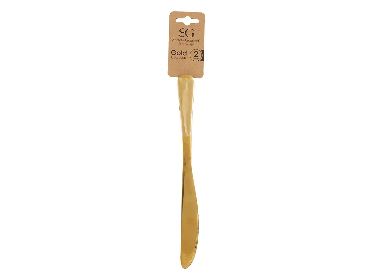 Lot de 2 Couteaux en Inox "Gold" 22cm Or