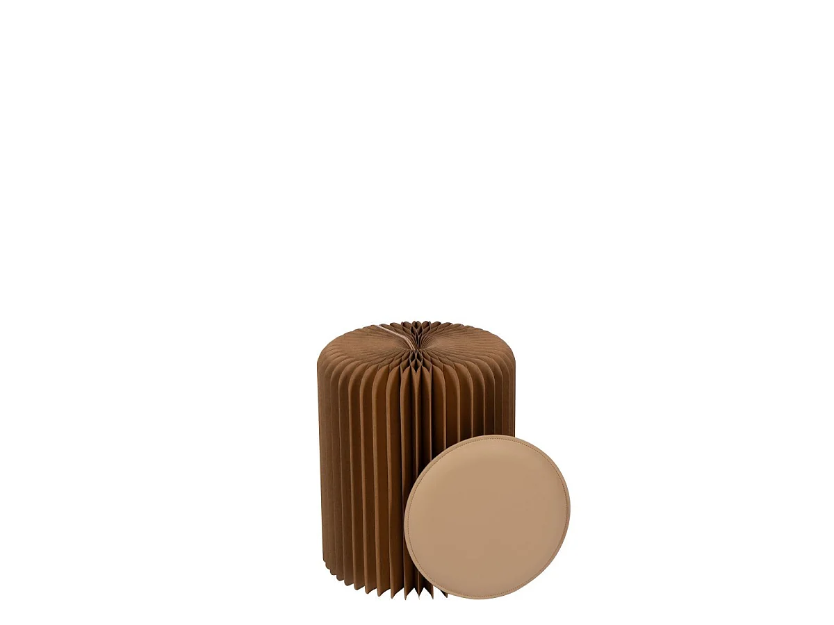 Pouf Pliable en Papier "Lily" 42cm Camel