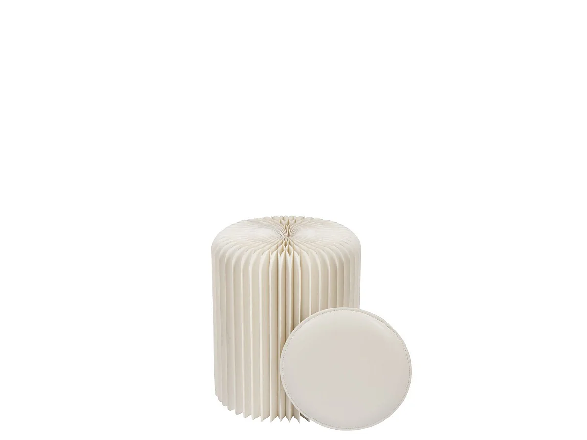 Pouf Pliable en Papier "Lily" 42cm Blanc Cassé