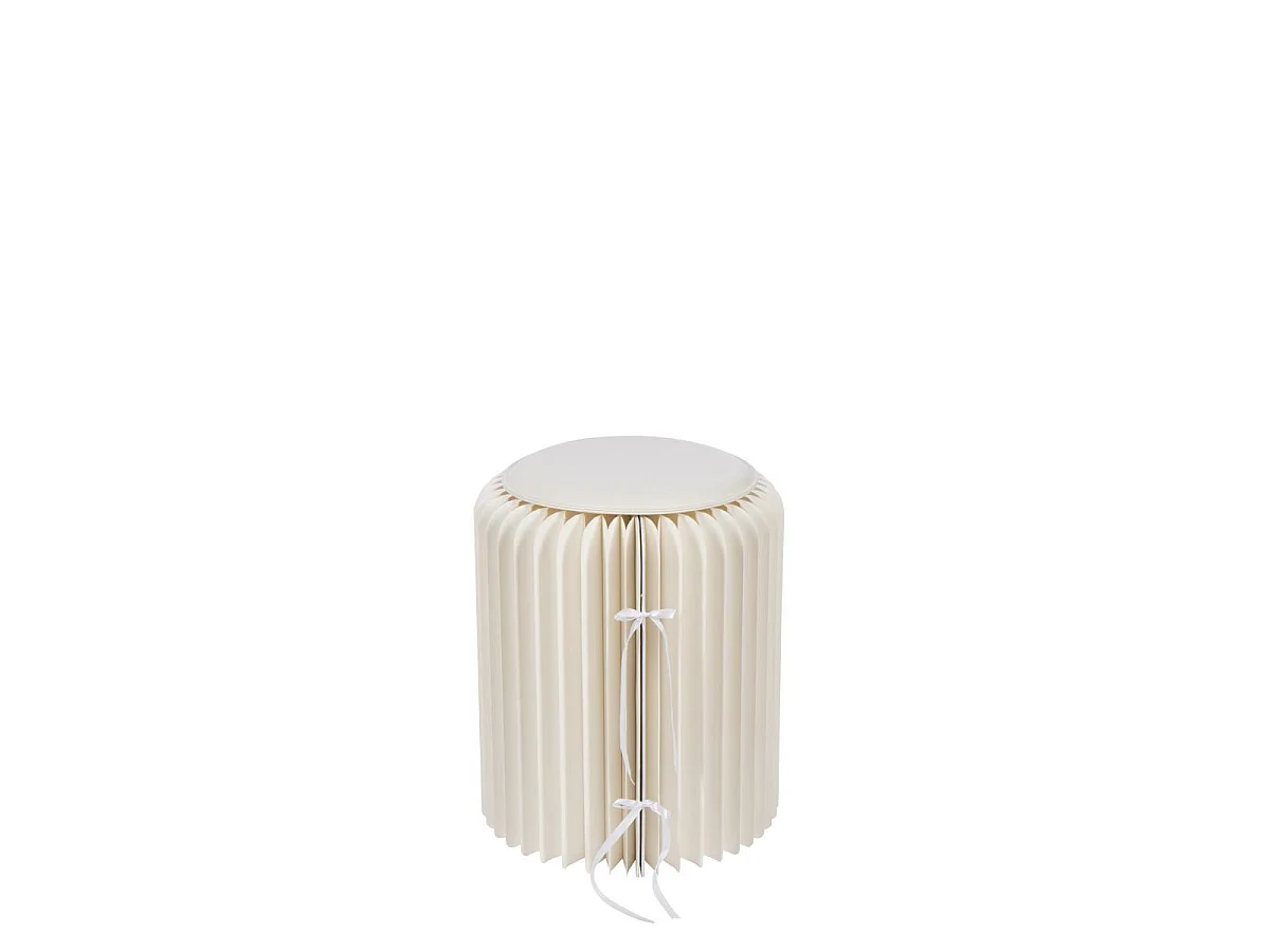 Pouf Pliable en Papier "Lily" 42cm Blanc Cassé