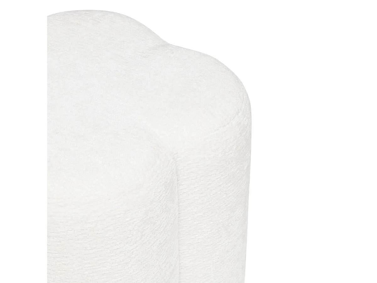 Pouf Fleur Tissu Chenille "Lavon" 38cm Blanc