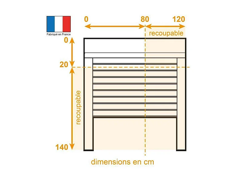 Volet roulant aluminium - H.140 x L.120 cm - Manoeuvre électrique radio - Blanc