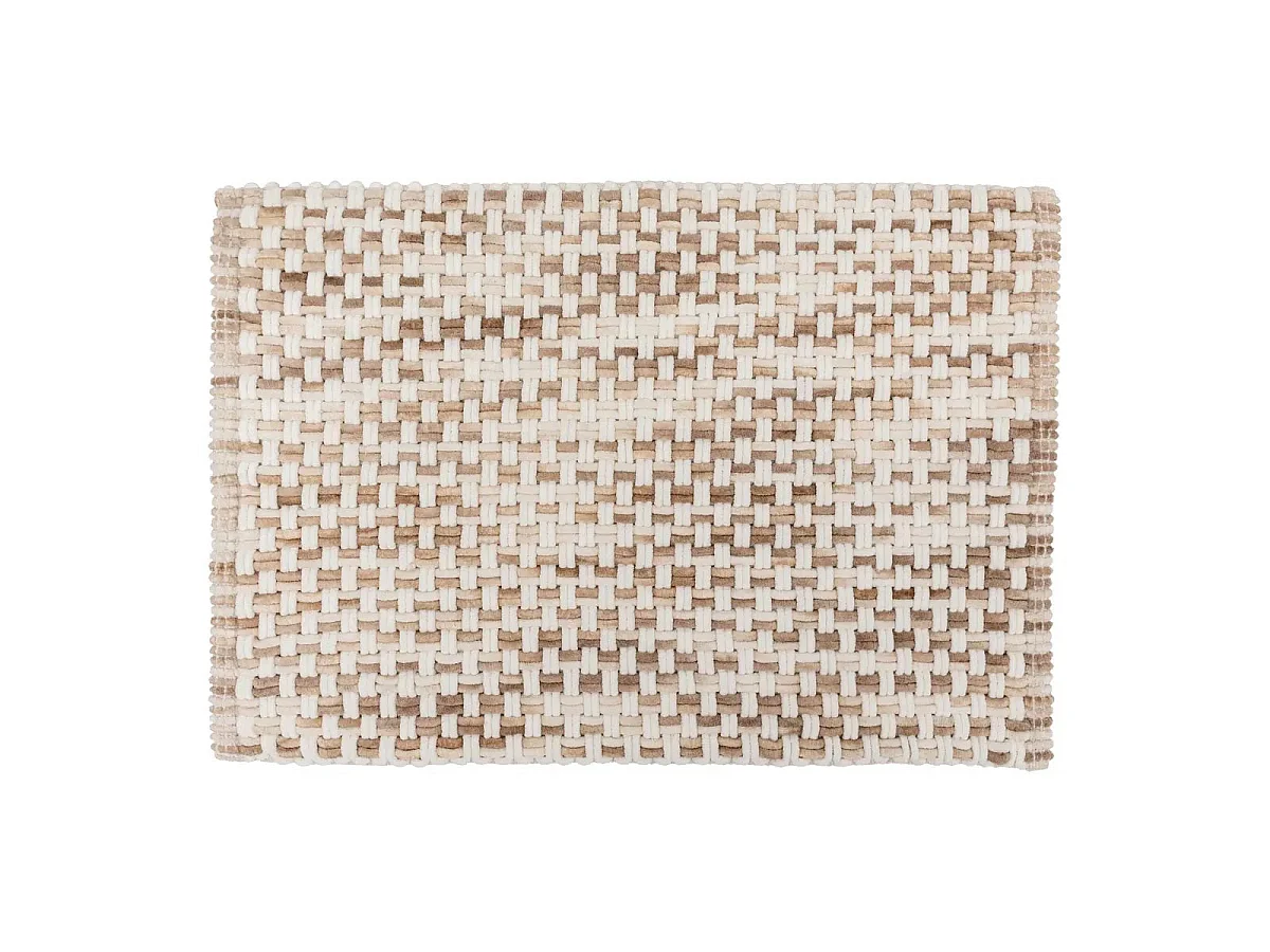 Tapis de Bain Tressé en Coton "Dégradé" 50x75cm Taupe