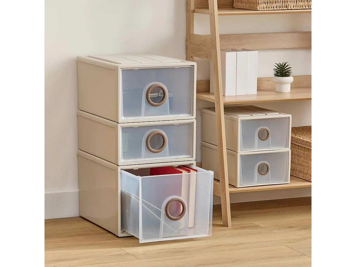 Tiroir Rigide Empilable "Tide'n Stak" 30,5L Beige