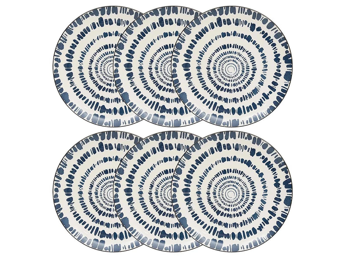 Lot de 6 Assiettes Plates "Umami Rayon" 26cm Bleu