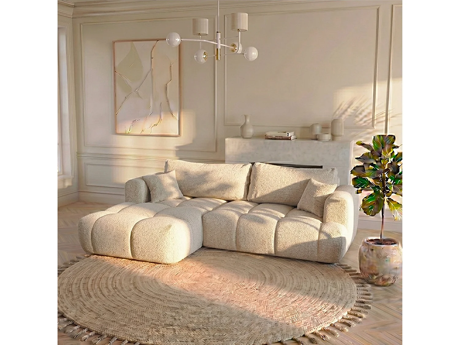 Canapé ELINA - Beige / L - Droite
