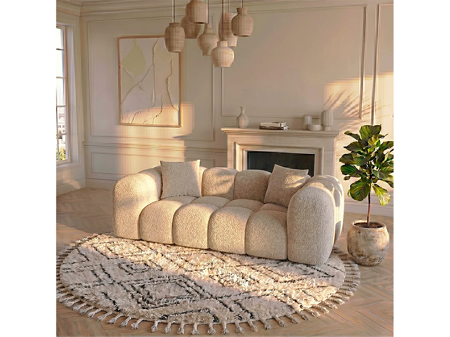 Canapé ALBA - Beige / 2 places / Non convertible