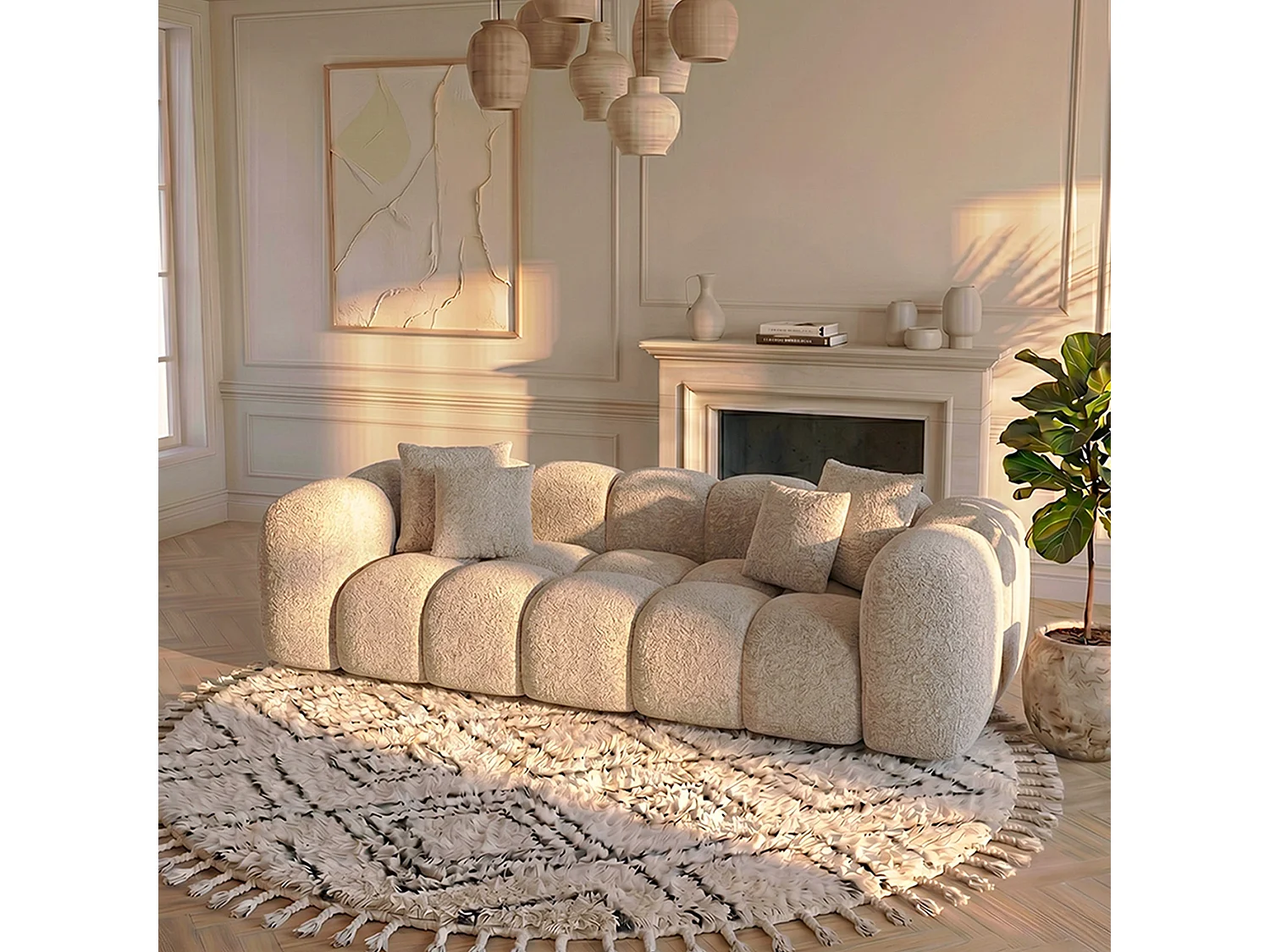 Canapé ALBA - Beige / 3 places / Non convertible