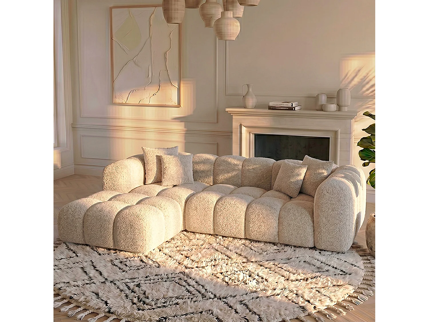 Canapé ALBA - Beige / L - Droite / Non convertible