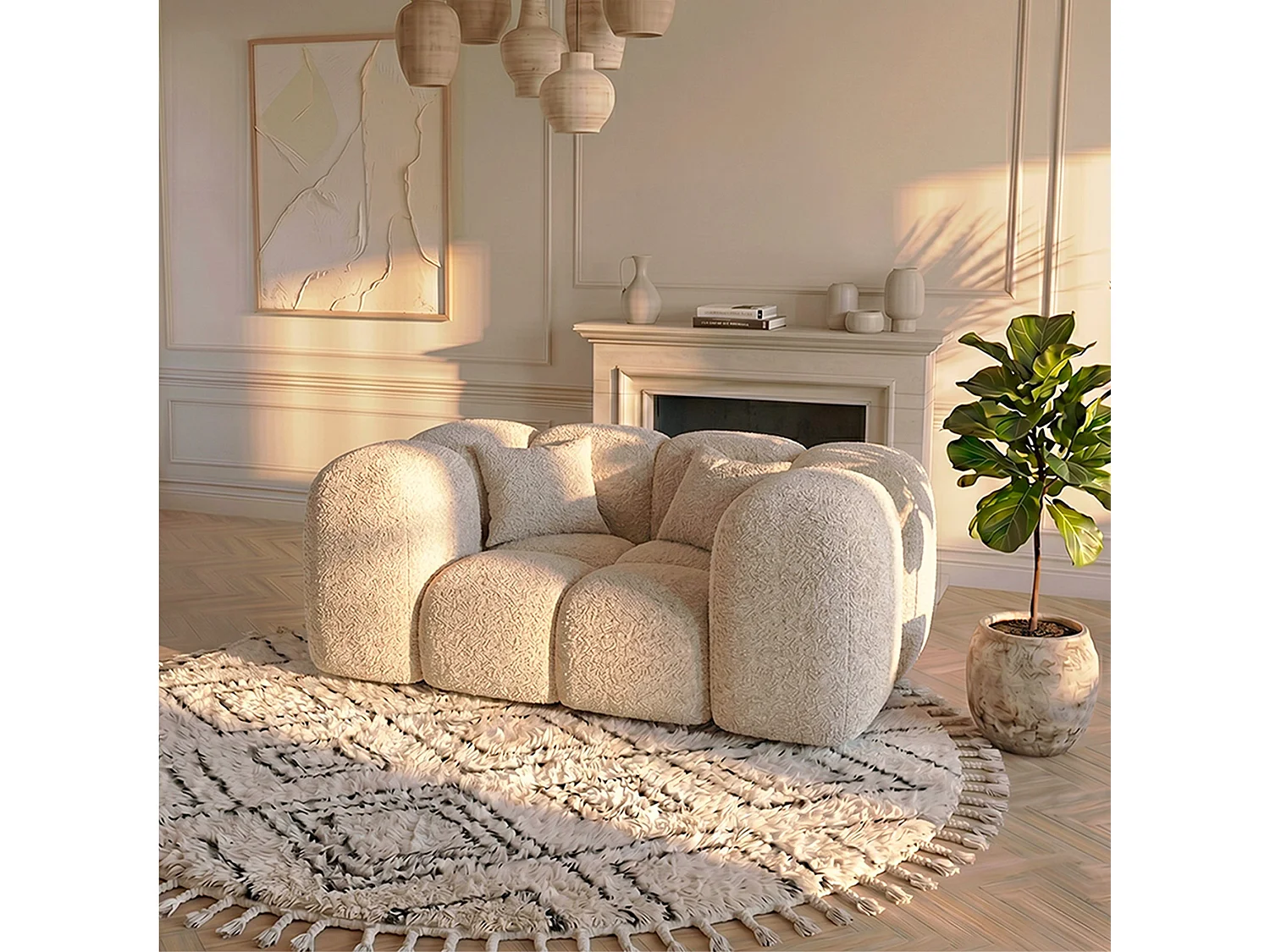 Canapé ALBA - Beige / 1 place / Non convertible
