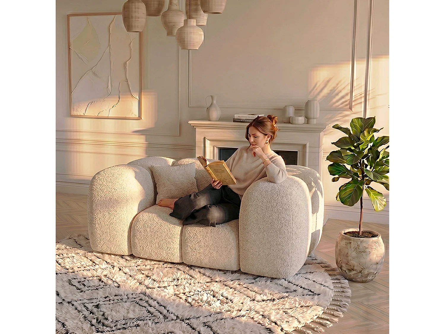 Canapé ALBA - Beige / 1 place / Non convertible