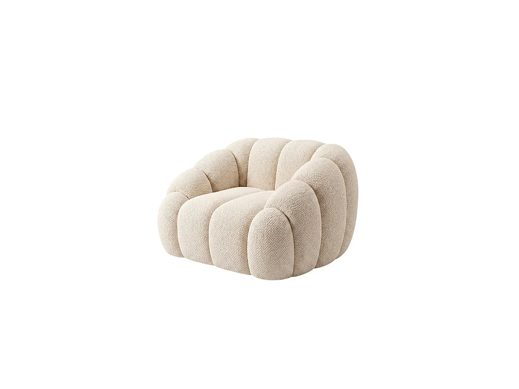 Canapé bulle 1 place en tissu chenille et bois renforcé beige - Serena