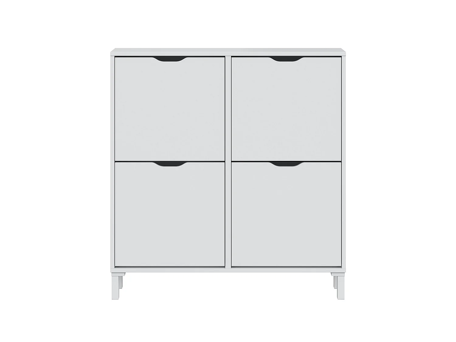 Zapatero de 95x90x17 cm con 4 puertas para 8 pares y diseño compacto en color blanco Aury