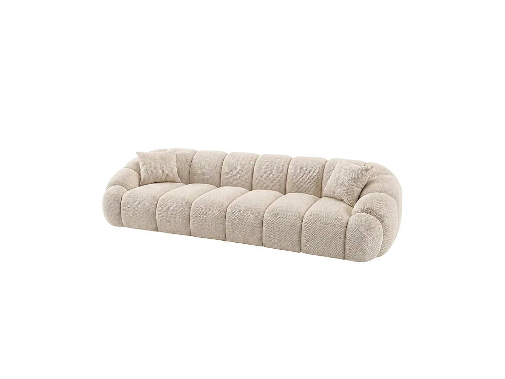 Canapé 3 places en tissu chenille beige SERENA