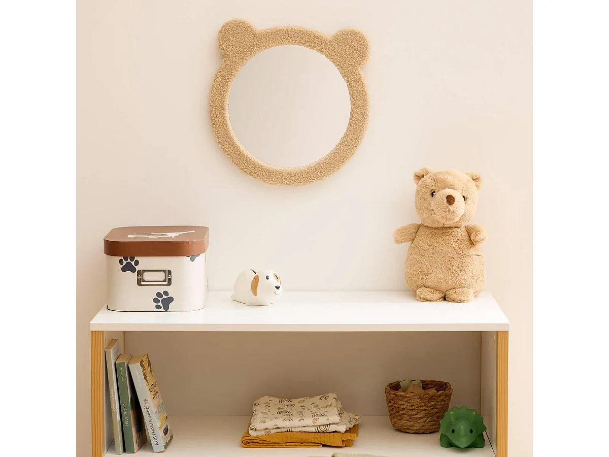 Miroir Mural Bouclette Ourson "Beary" 33cm Marron