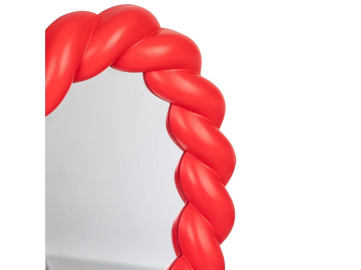Miroir Enfant Cœur Torsadé "Amour" 33cm Rouge