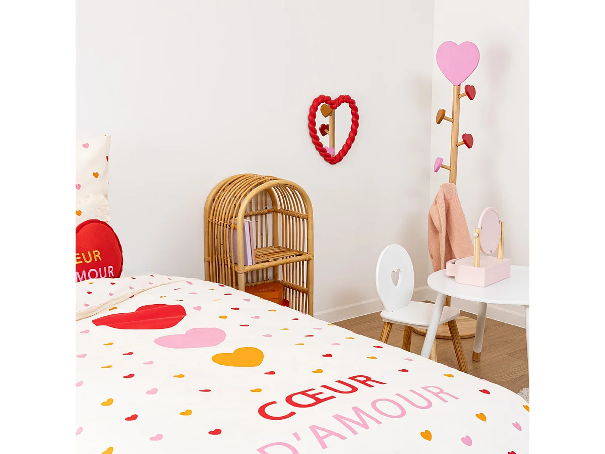Miroir Enfant Cœur Torsadé "Amour" 33cm Rouge
