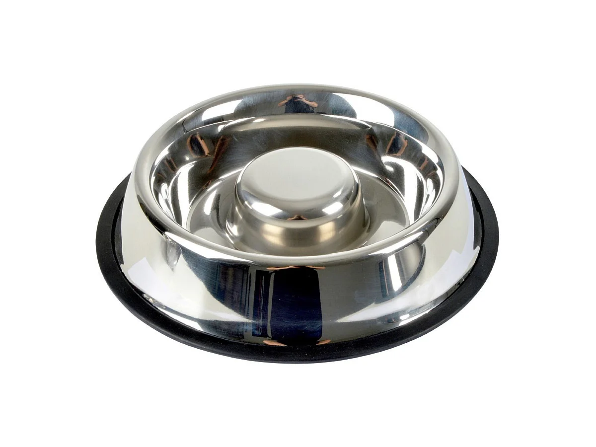 Gamelle Anti-Glouton Chien & Chat "Inox" 25cm Argent