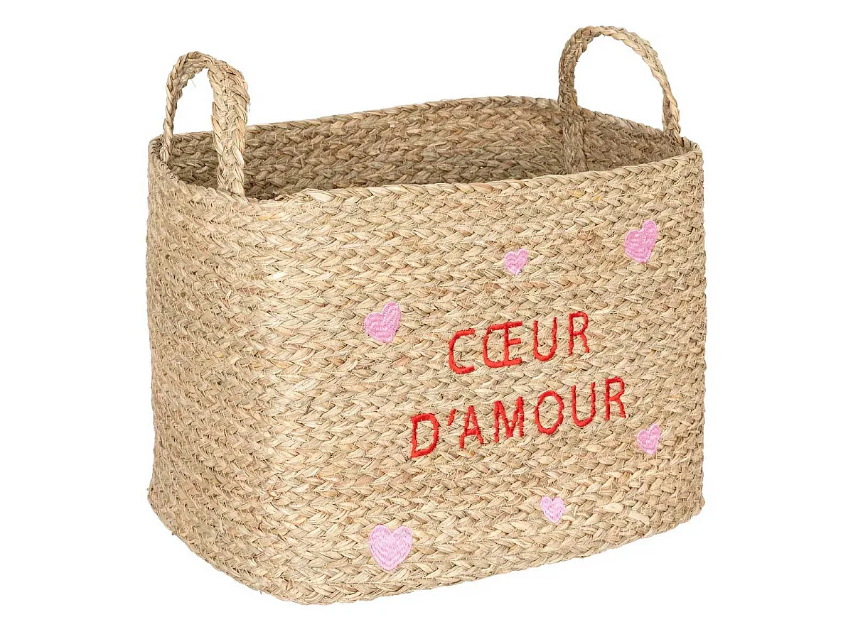 Lot de 3 Paniers Déco "Amour" 38cm Naturel