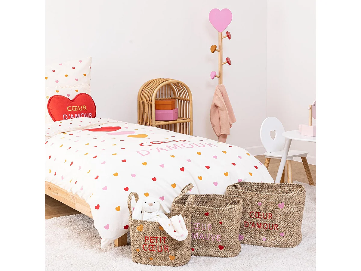 Lot de 3 Paniers Déco "Amour" 38cm Naturel