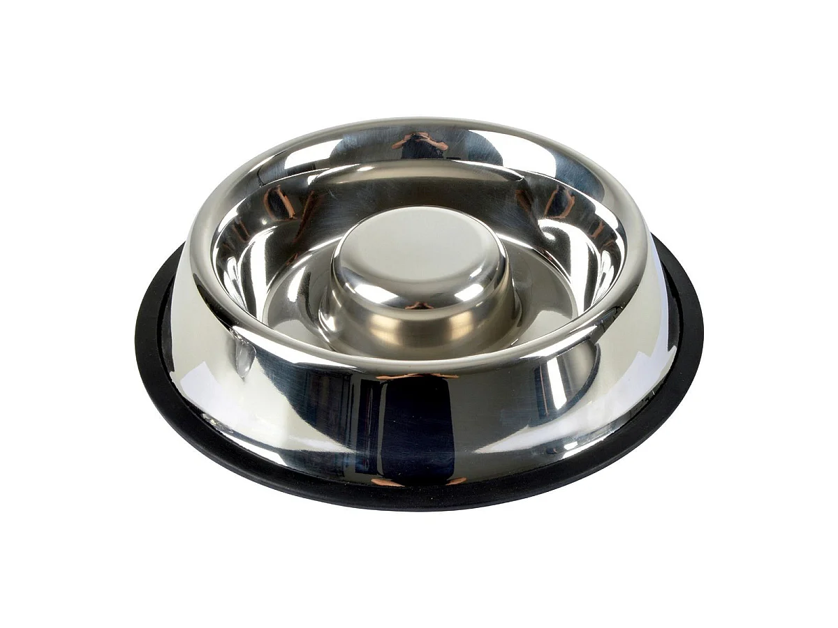 Gamelle Anti-Glouton Chien & Chat "Inox" 30cm Argent