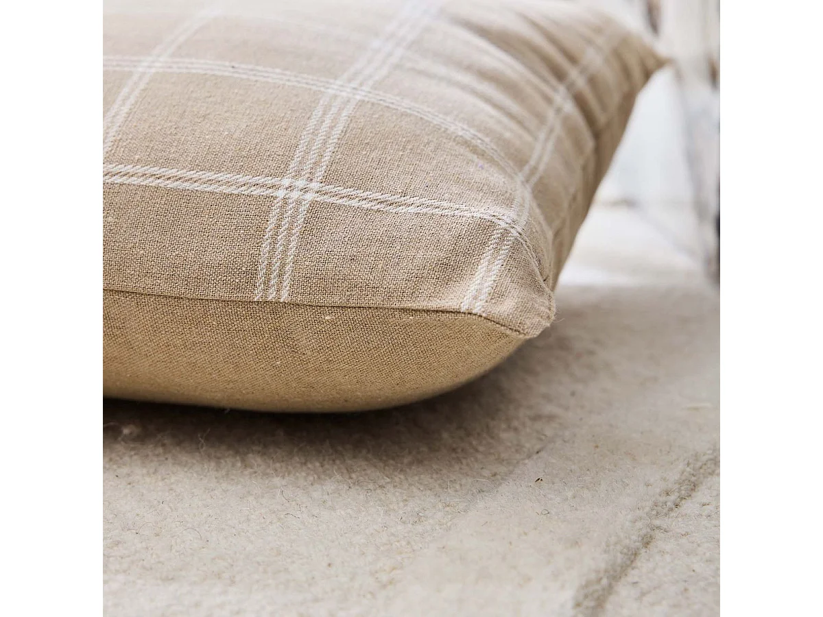 Coussin Déco à Carreaux "Everest" 45x45cm Sable