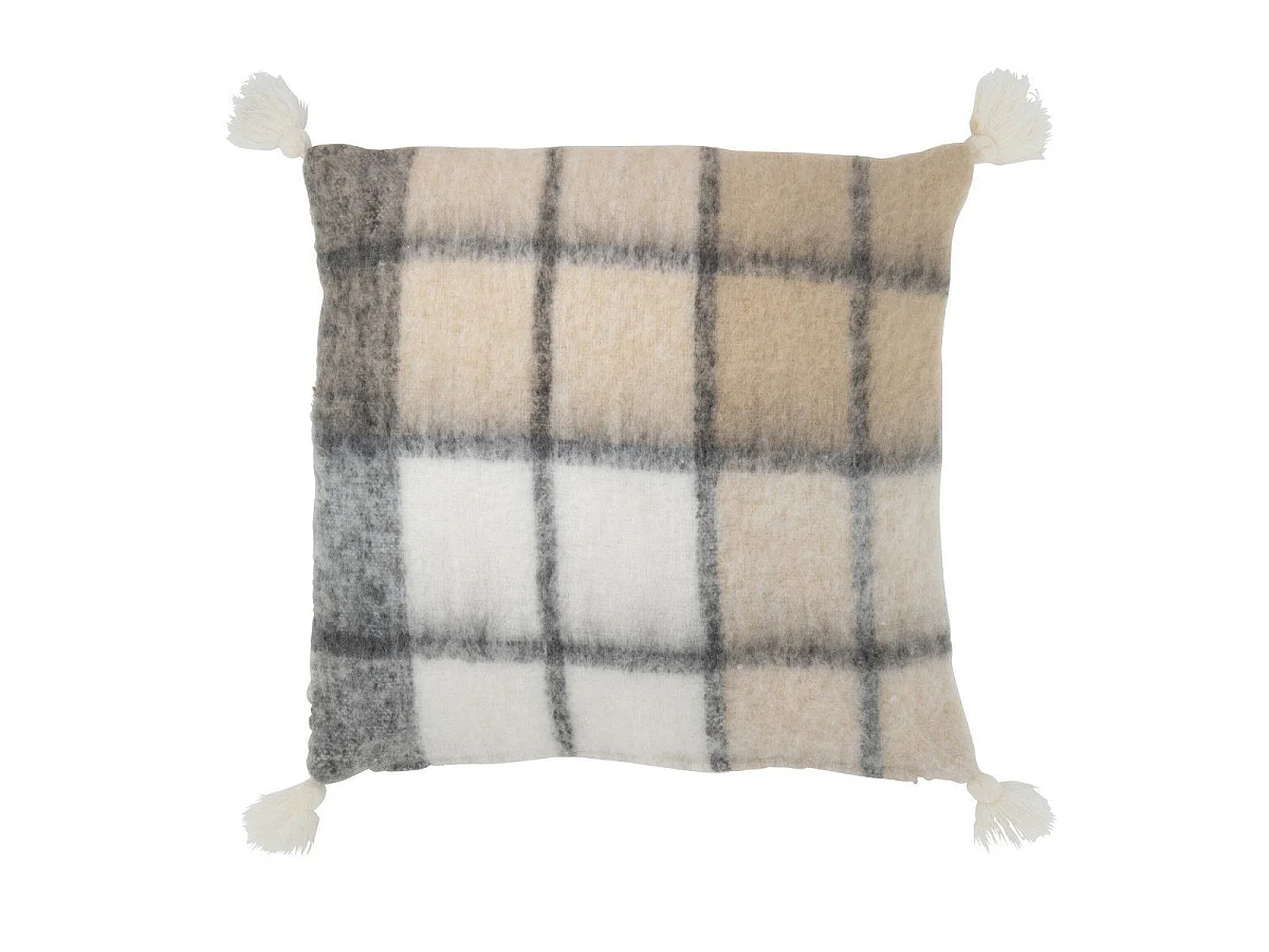 Coussin Déco à Carreaux "Jess" 45x45cm Beige