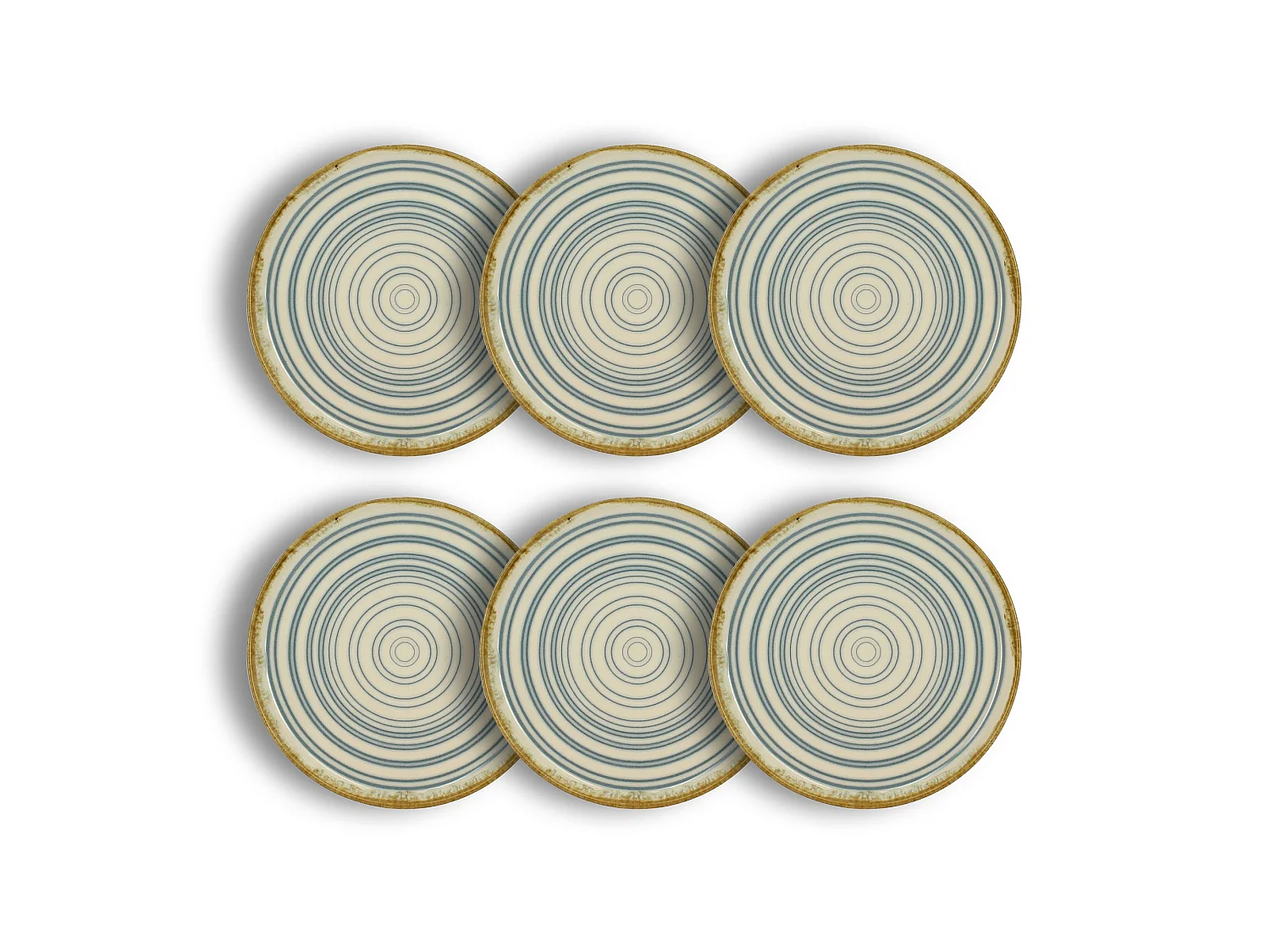 Novastyl - Lot De 6 Assiettes à Dessert Spirale 21cm Bleu Et Beige