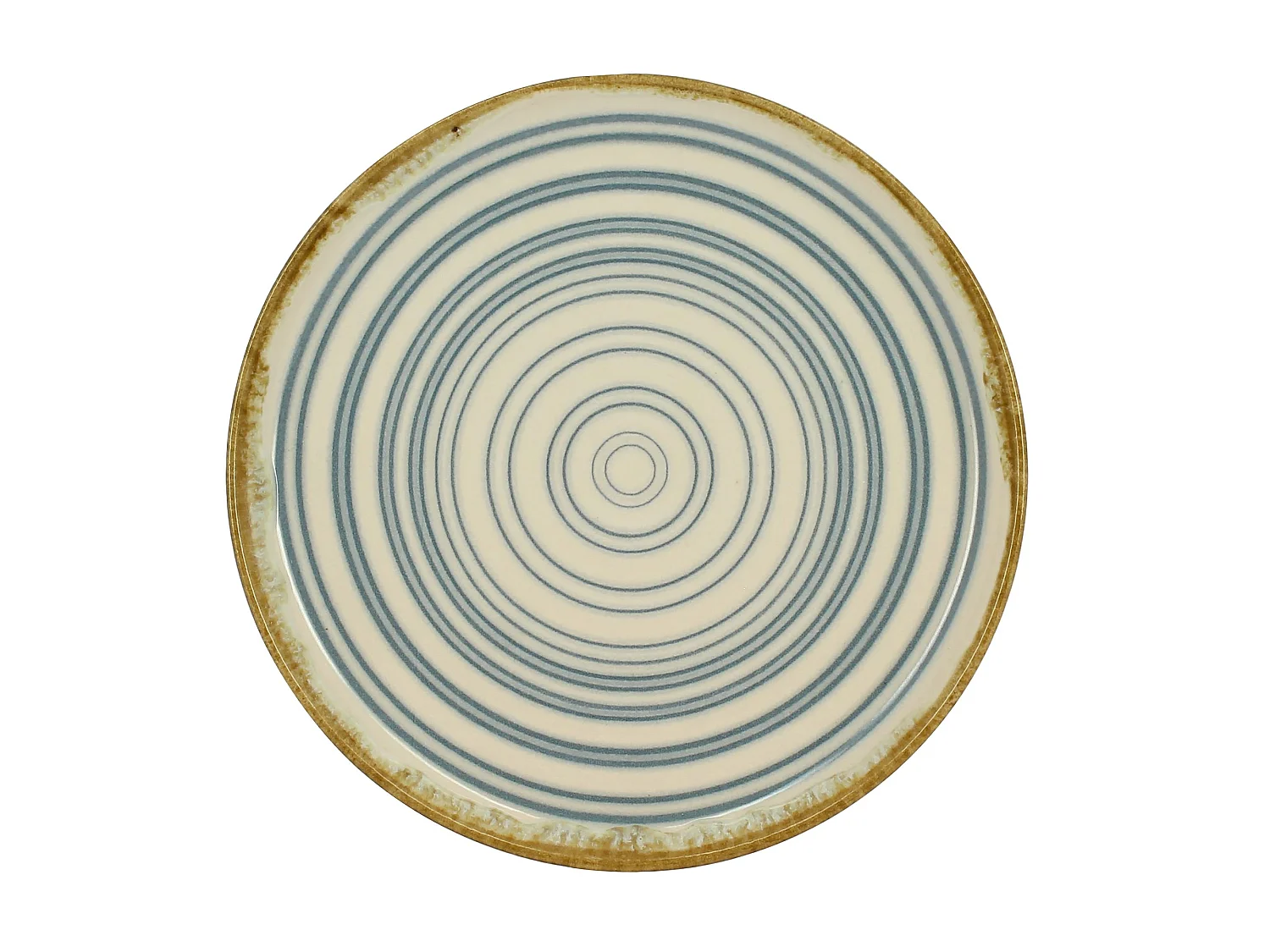 Novastyl - Lot De 6 Assiettes à Dessert Spirale 21cm Bleu Et Beige