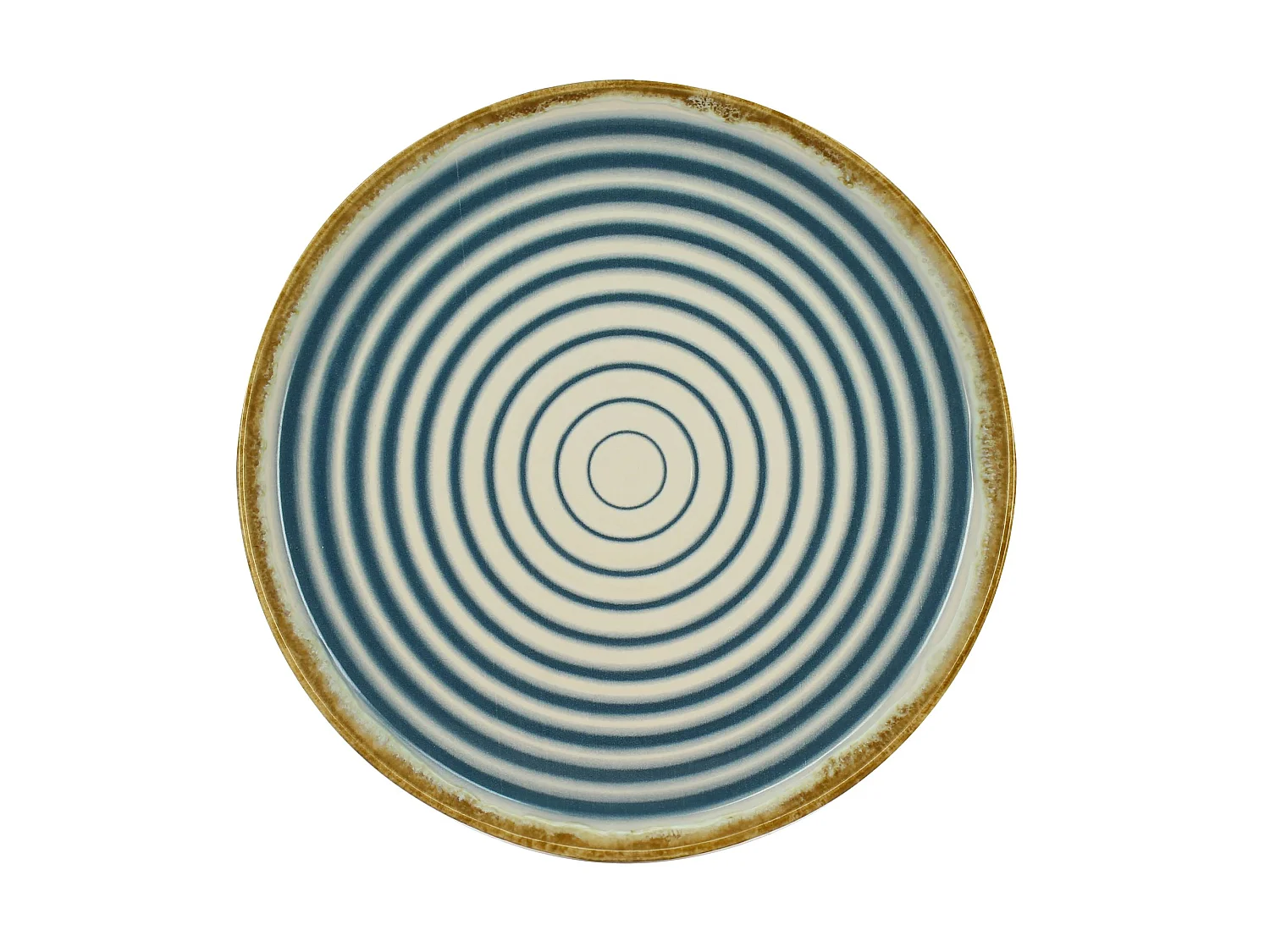 Novastyl - Lot 6 Assiettes Plates Spirale 27cm En Faience Bleu Et Beige