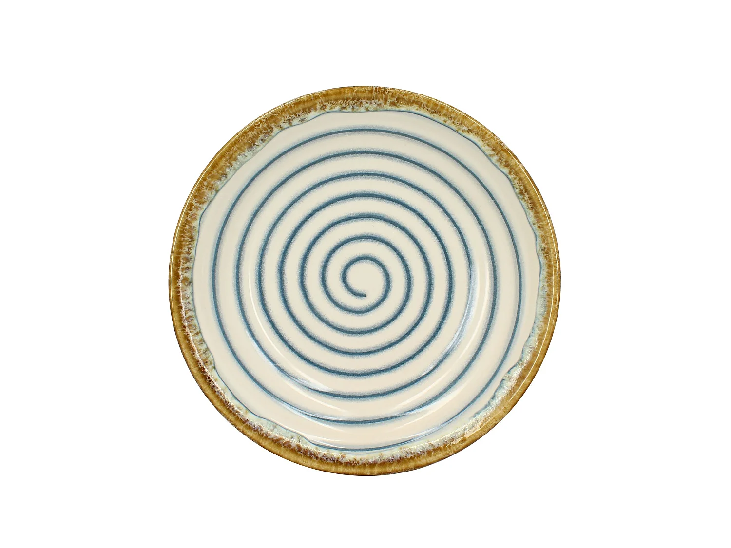 Novastyl - Set 6 Assiettes Creuses Spirale 22cm En Faience Bleu Et Beige
