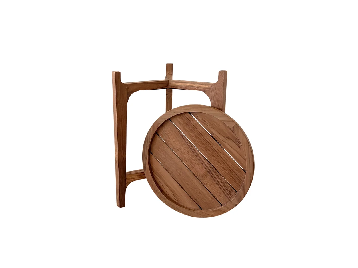 Table d'appoint ronde en bois de teck