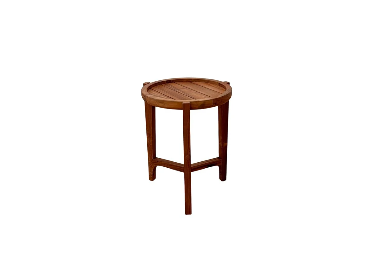 Table d'appoint ronde en bois de teck