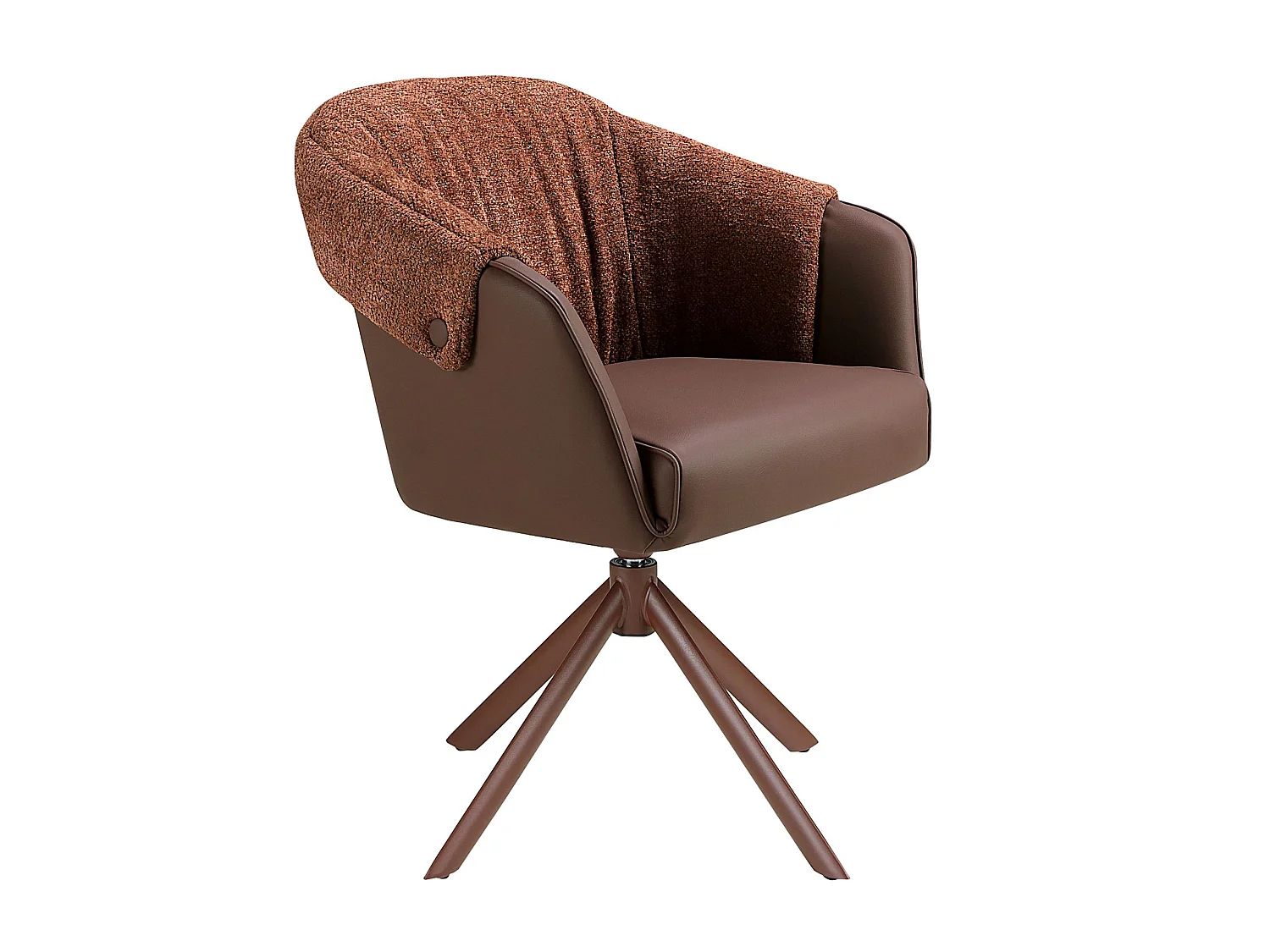Chaise pivotante en similicuir marron cuivré et tissu marron chiné 4245 ANGEL CERDA