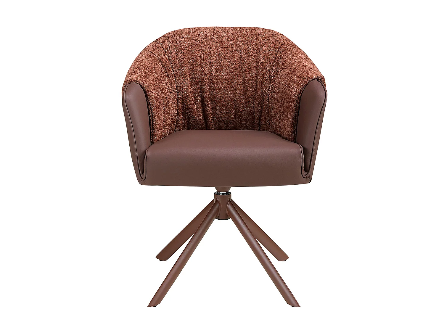 Chaise pivotante en similicuir marron cuivré et tissu marron chiné 4245 ANGEL CERDA