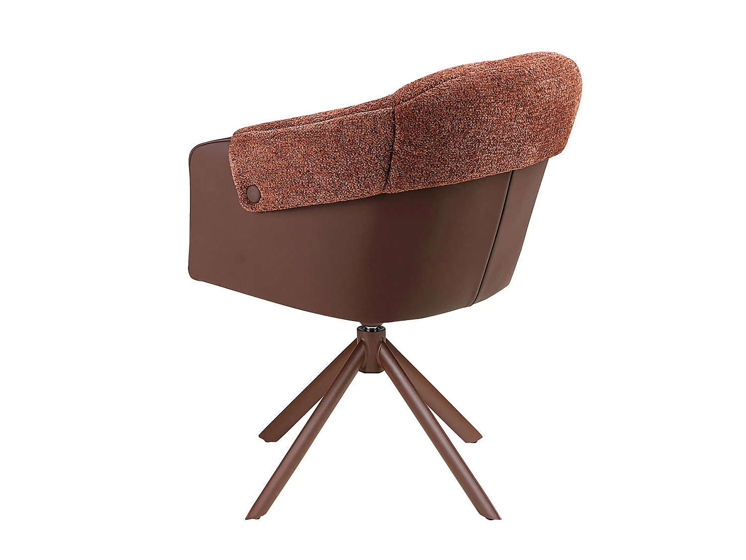 Chaise pivotante en similicuir marron cuivré et tissu marron chiné 4245 ANGEL CERDA