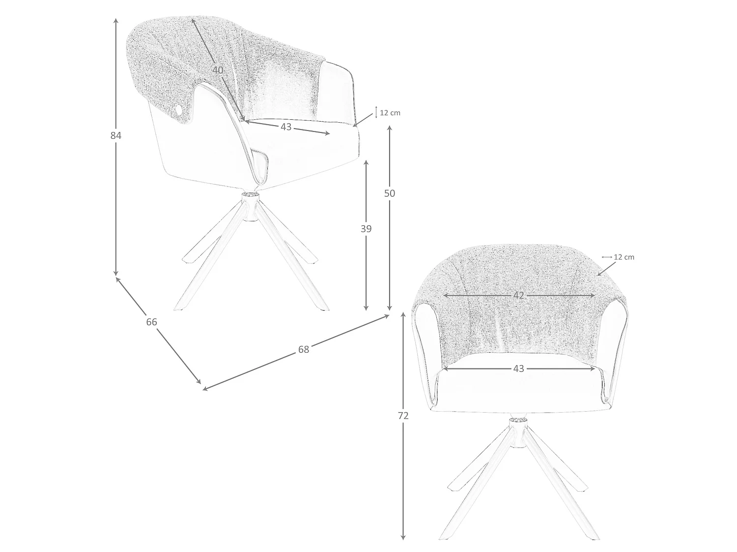 Chaise pivotante en similicuir marron cuivré et tissu marron chiné 4245 ANGEL CERDA