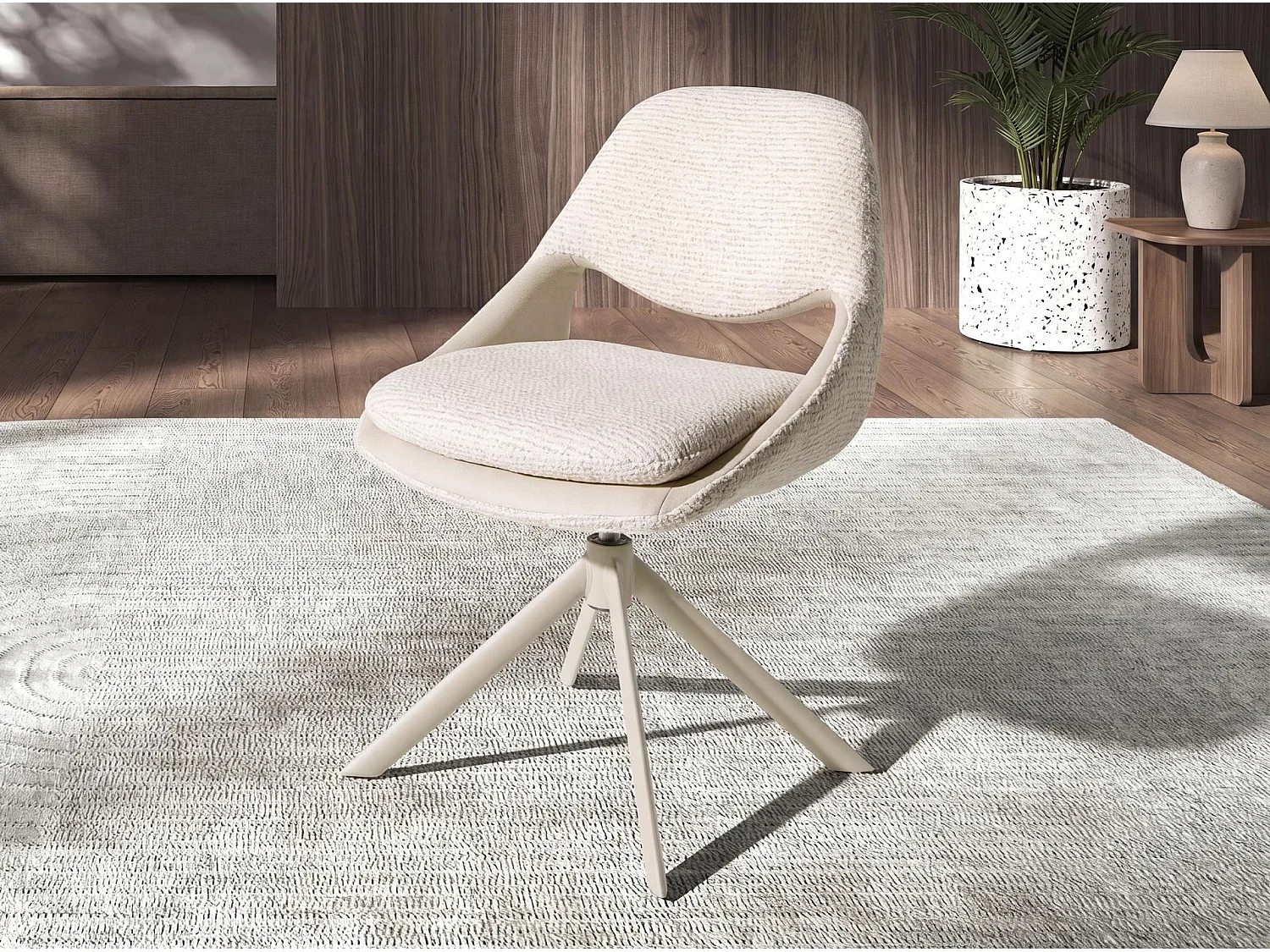 Chaise pivotante en tissu blanc cassé et crème 4246 ANGEL CERDA