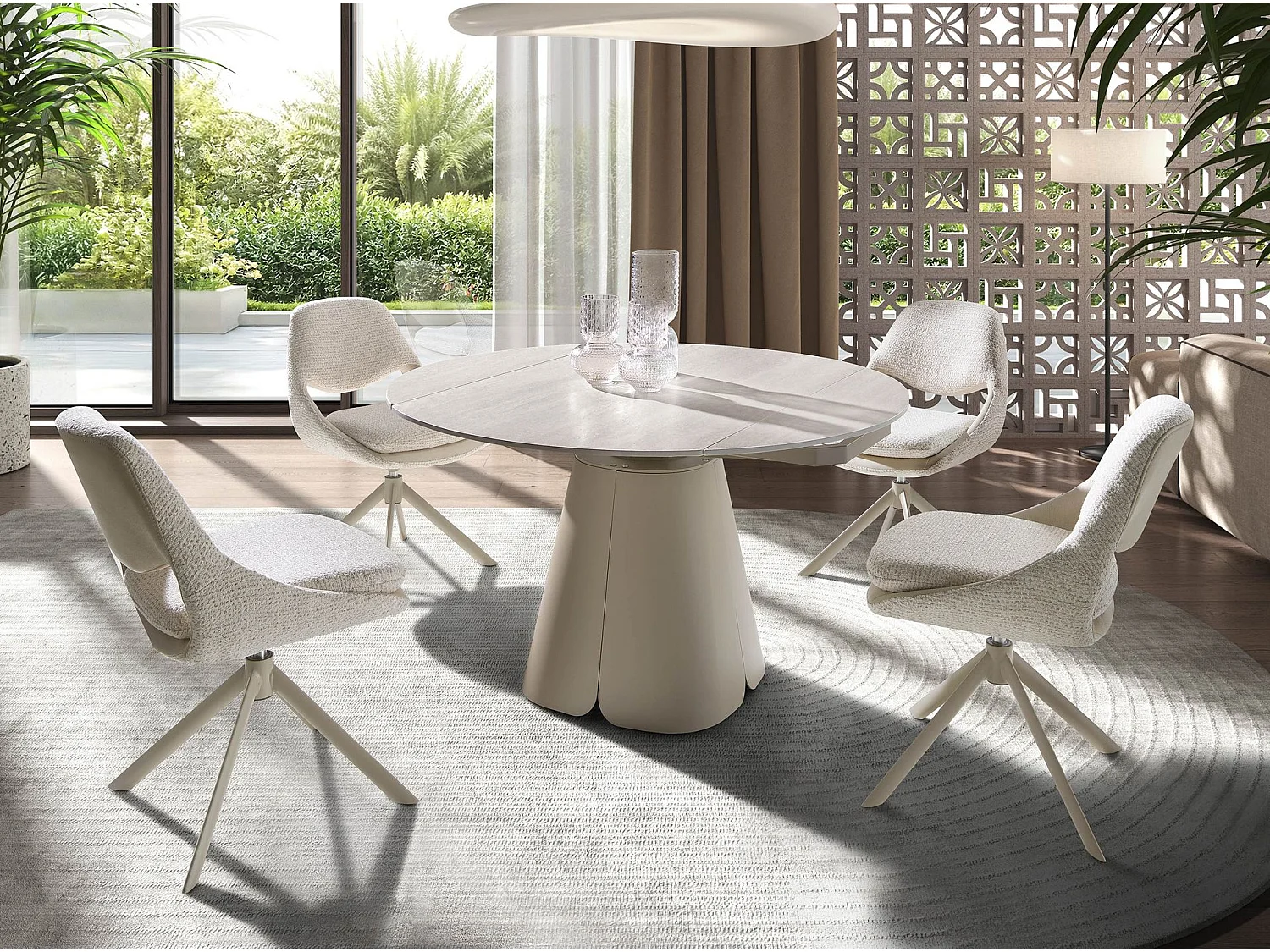 Chaise pivotante en tissu blanc cassé et crème 4246 ANGEL CERDA