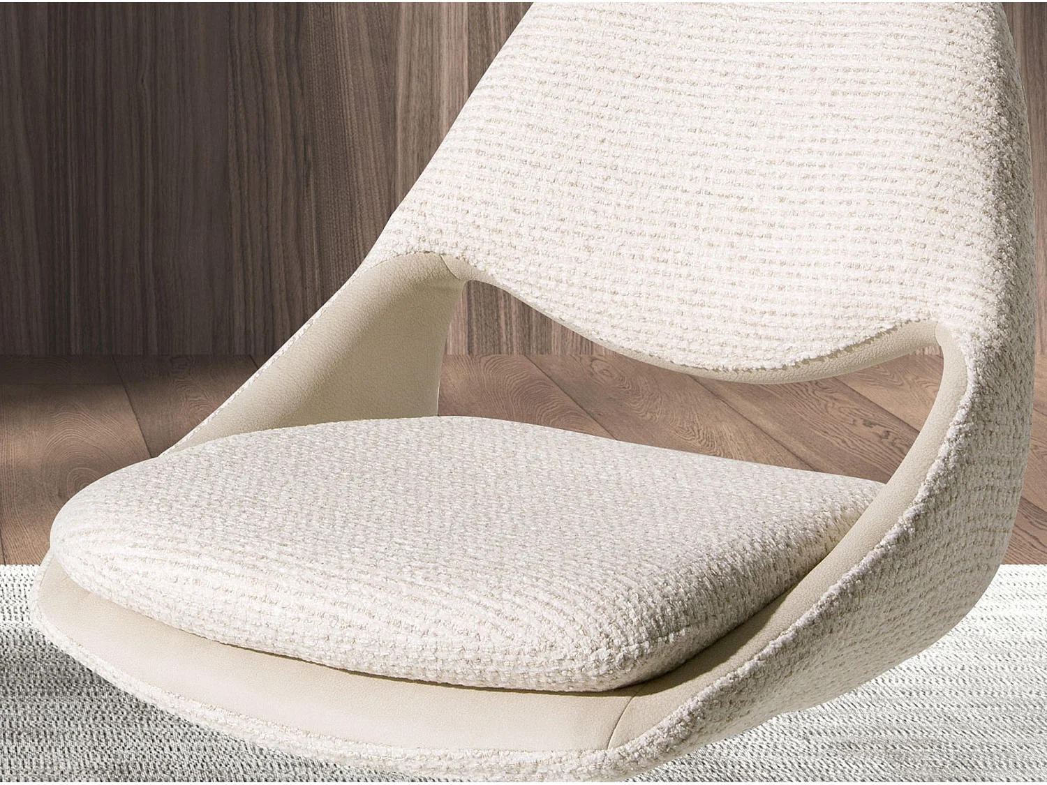 Chaise pivotante en tissu blanc cassé et crème 4246 ANGEL CERDA